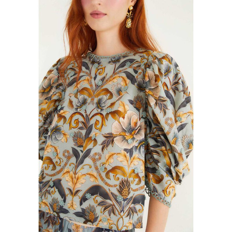 FARM Rio Snake Garden Blue 3D Blouse image number 2